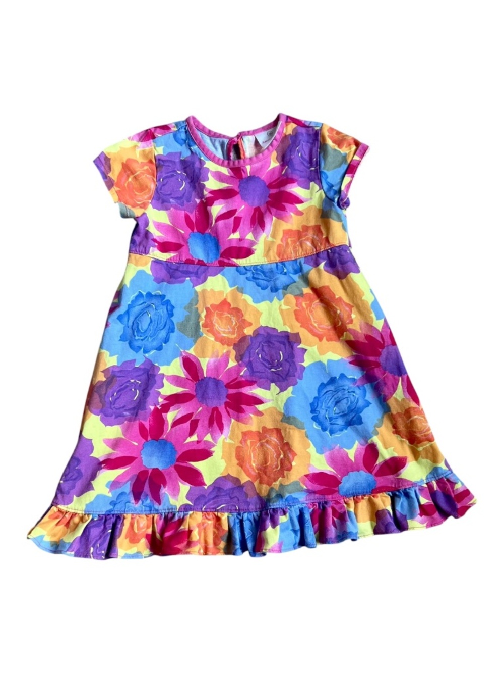 Hanna Andersson Colorful Floral Dress 3T 100% Cotton Toddler Girls